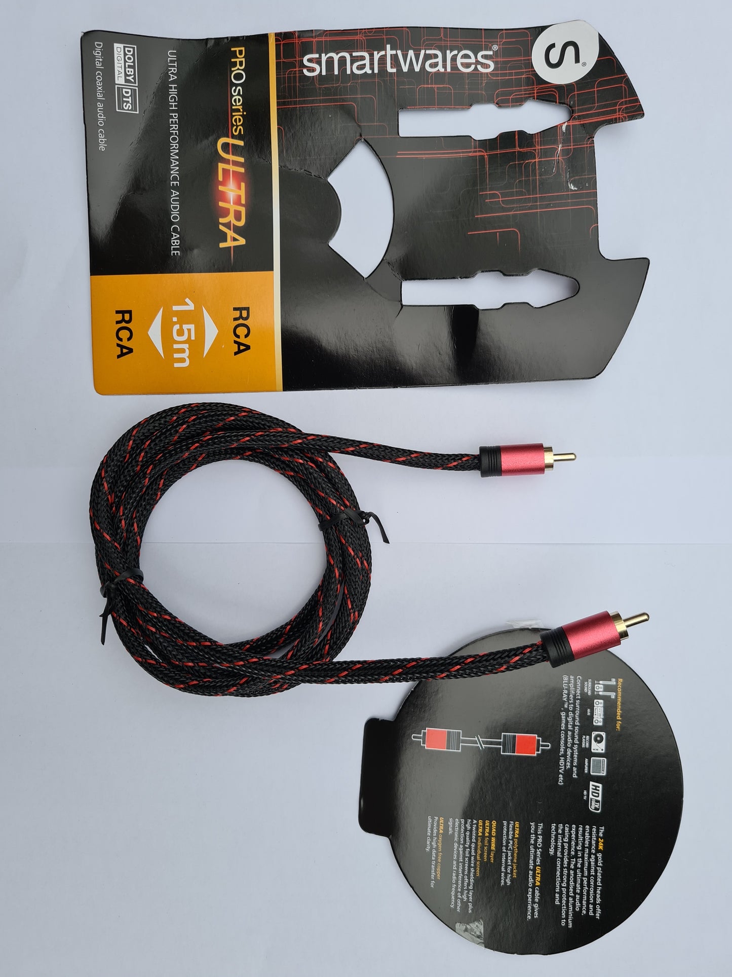 Smartwares RCA Phono Audio Cable 1.5m - Ultra High Performance Stereo Leads