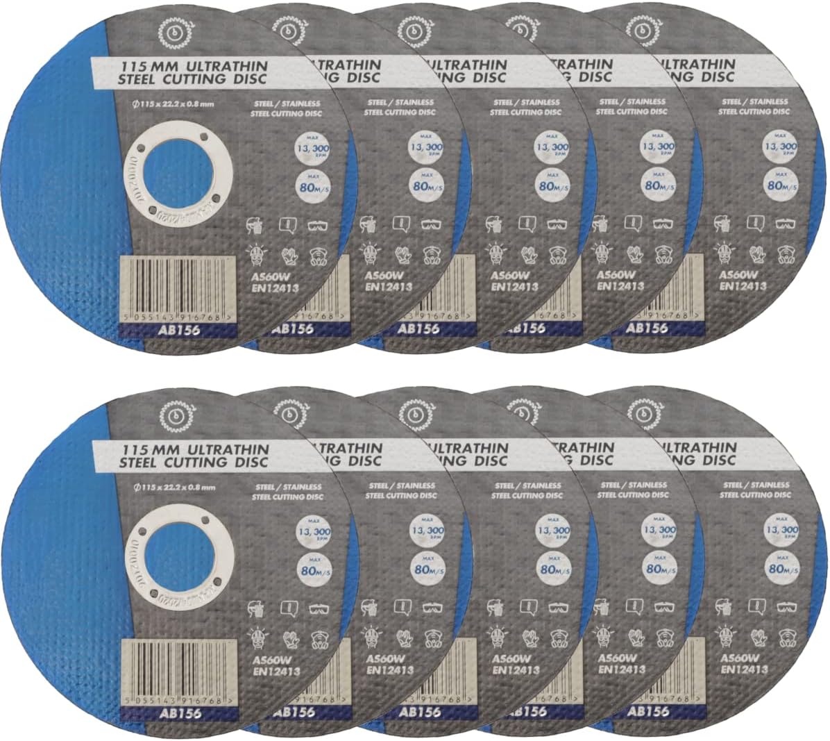 (10PK) 115mm Metal Cutting Discs - Stainless Steel Mild Steel Iron Ultra Thin Profile Slitting Discs Fast and Clean Cutting