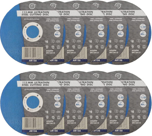 (10PK) 115mm Metal Cutting Discs - Stainless Steel Mild Steel Iron Ultra Thin Profile Slitting Discs Fast and Clean Cutting